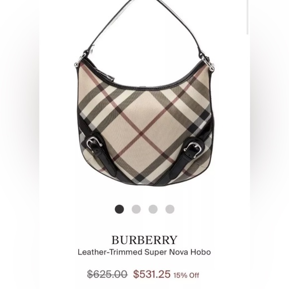 BURBERRY Large Larkin Hobo Handbag Tan SuperNova Check Black Patent - Picture 9 of 9